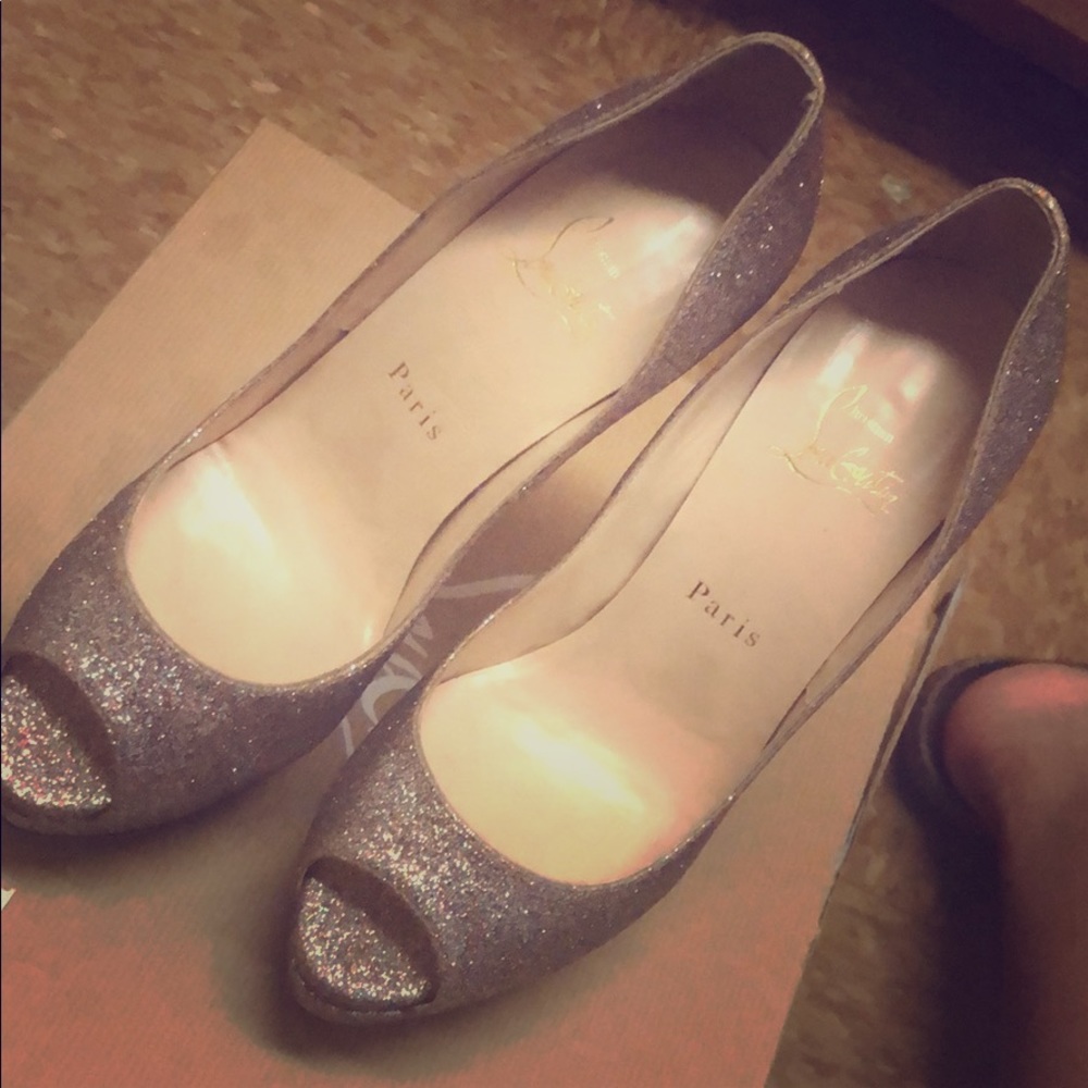 Christian Louboutin Lady Peep 150 glitter mini size 37.5